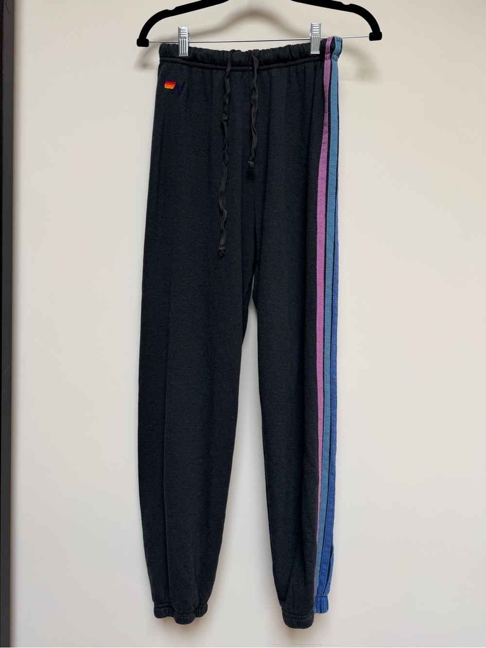 Aviator Nation Five Stripe Charcoal Blue Sweatpants Medium Excellent Condition